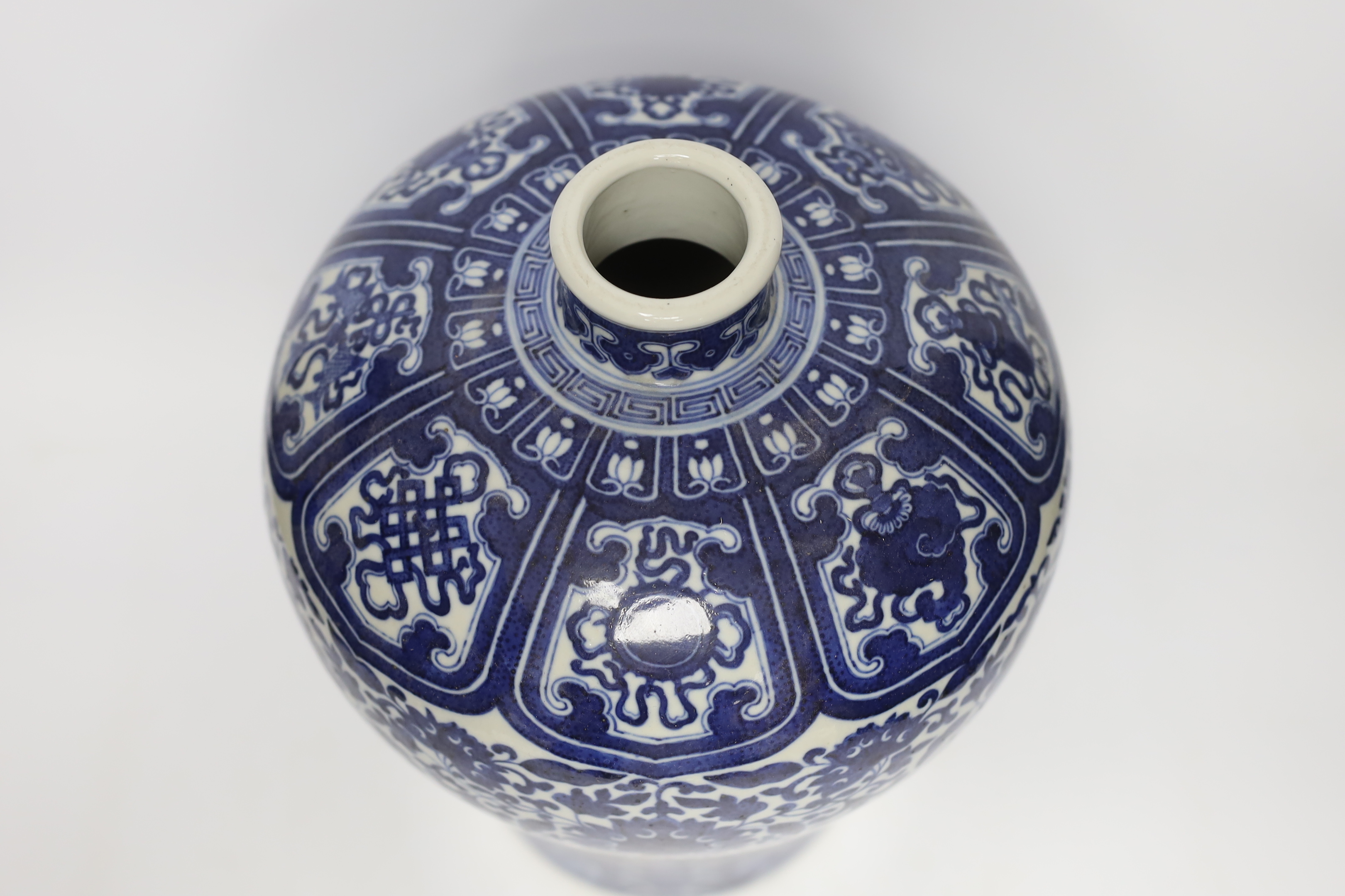 A Chinese blue and white meiping, Qianlong mark, early 20th century